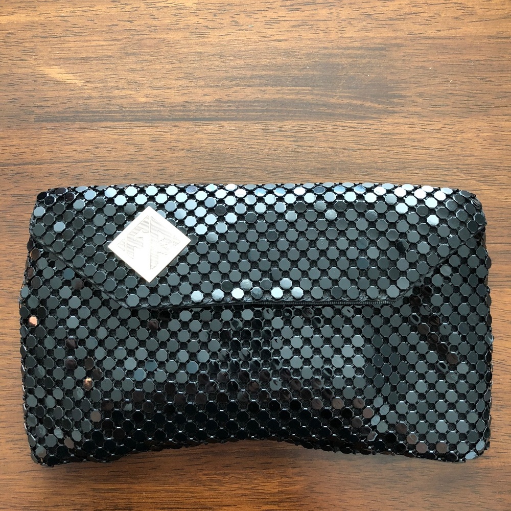 Felix Rey Black Sequin Mesh Clutch Purse